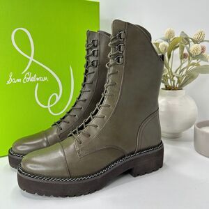 Sam Edelman Linley Leather Combat Boots Alpine Green H8592L2300 Women 8.5M NWB